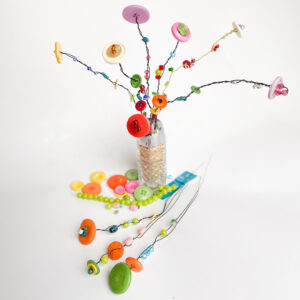 Button and bead flowers