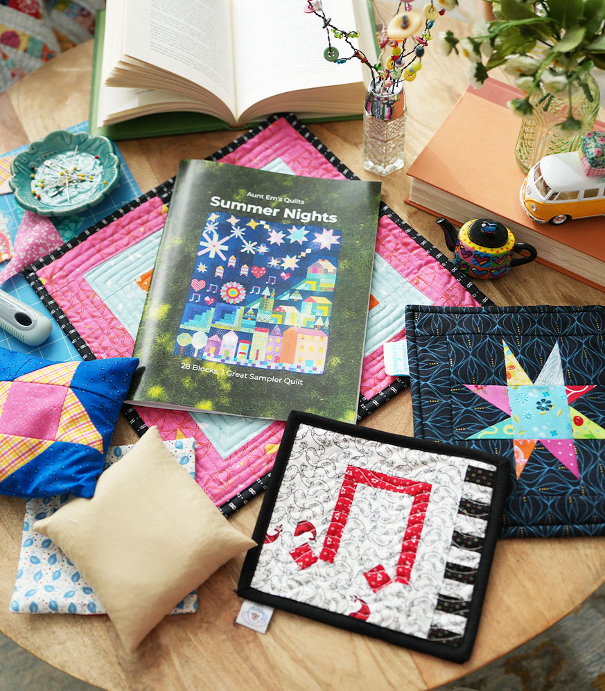 Summer Nights quilting kit and finished projects