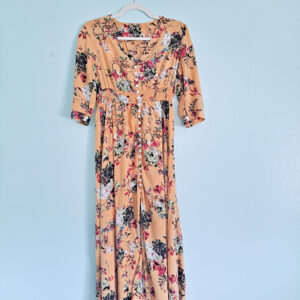 yellow floral thrifted dress