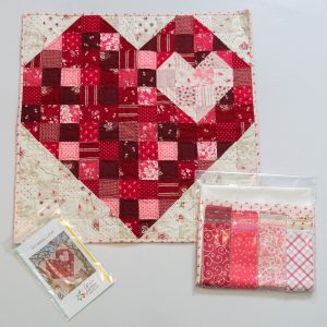 Scrappy heart quilt with fabric kit and pattern