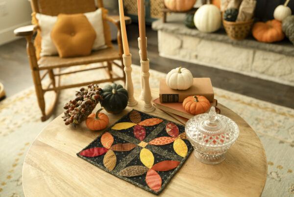 Fall table topper with other fall decor